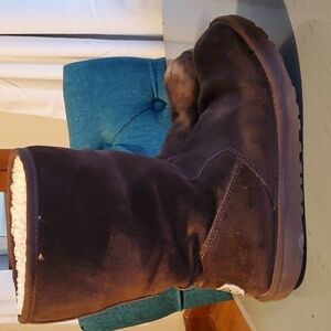 Ugg- Womens Classic Brown Leather Suede Boots Plush Sheepskin Neutral Sz.6